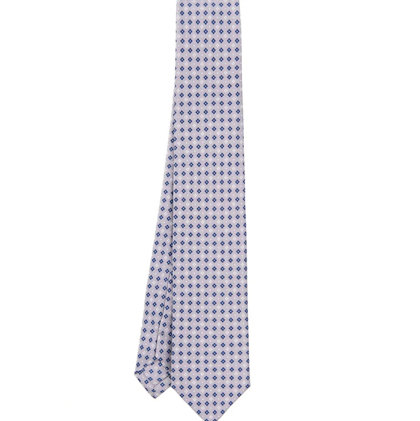 CRAVATTA SARTORIALE 7 CM IN SETA GRIGIO CHIARO Microfantasia fiore