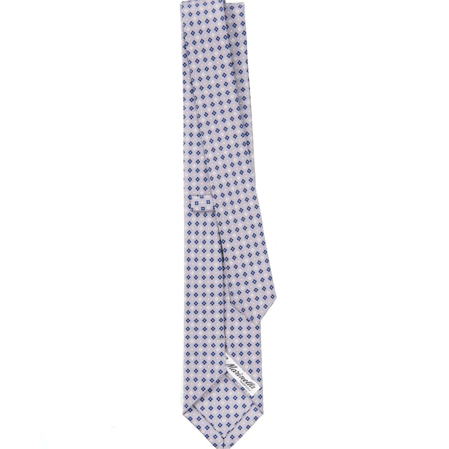 CRAVATTA SARTORIALE 7 CM IN SETA GRIGIO CHIARO Microfantasia fiore