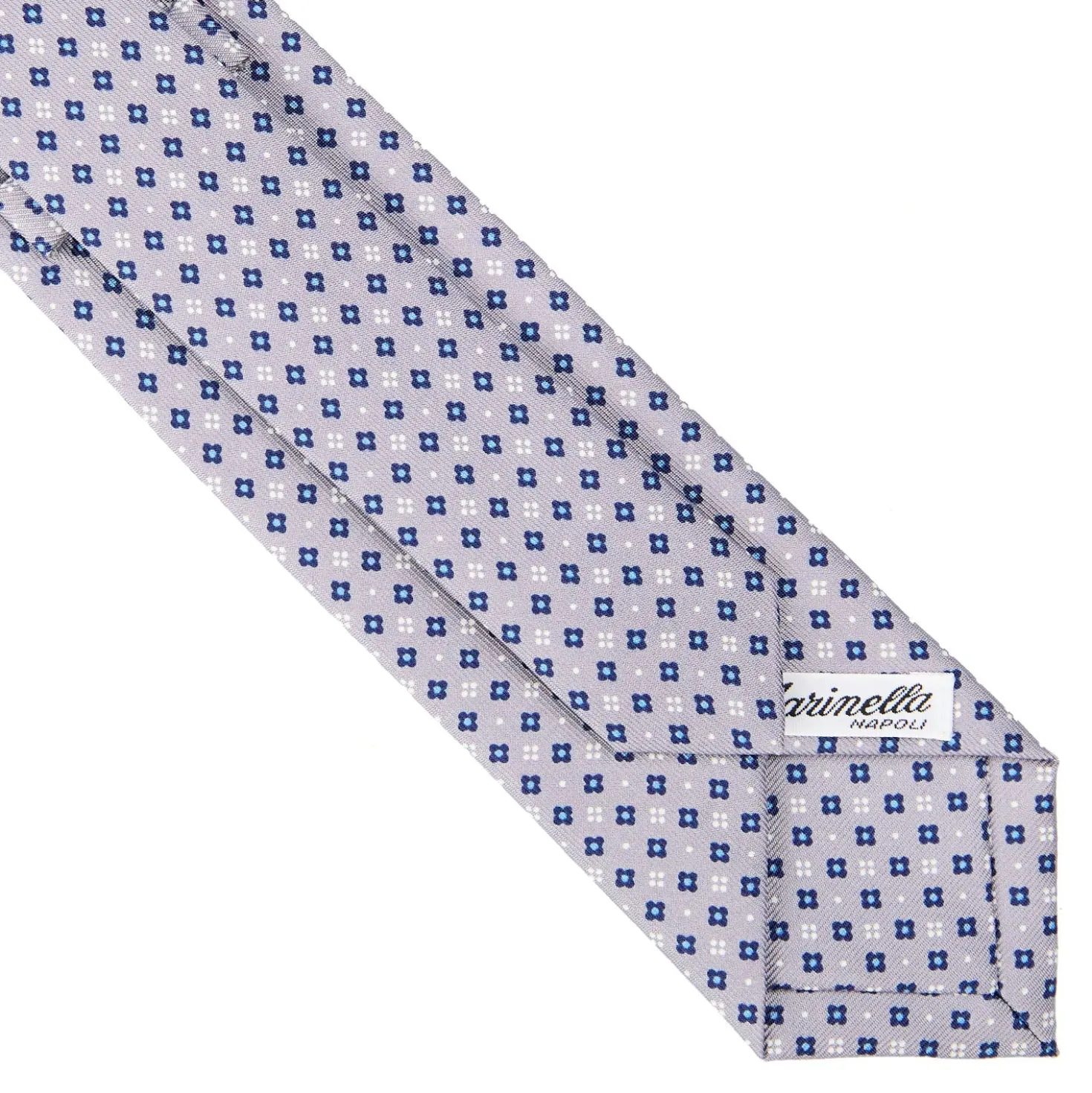 CRAVATTA SARTORIALE 7 CM IN SETA GRIGIO CHIARO Microfantasia fiore