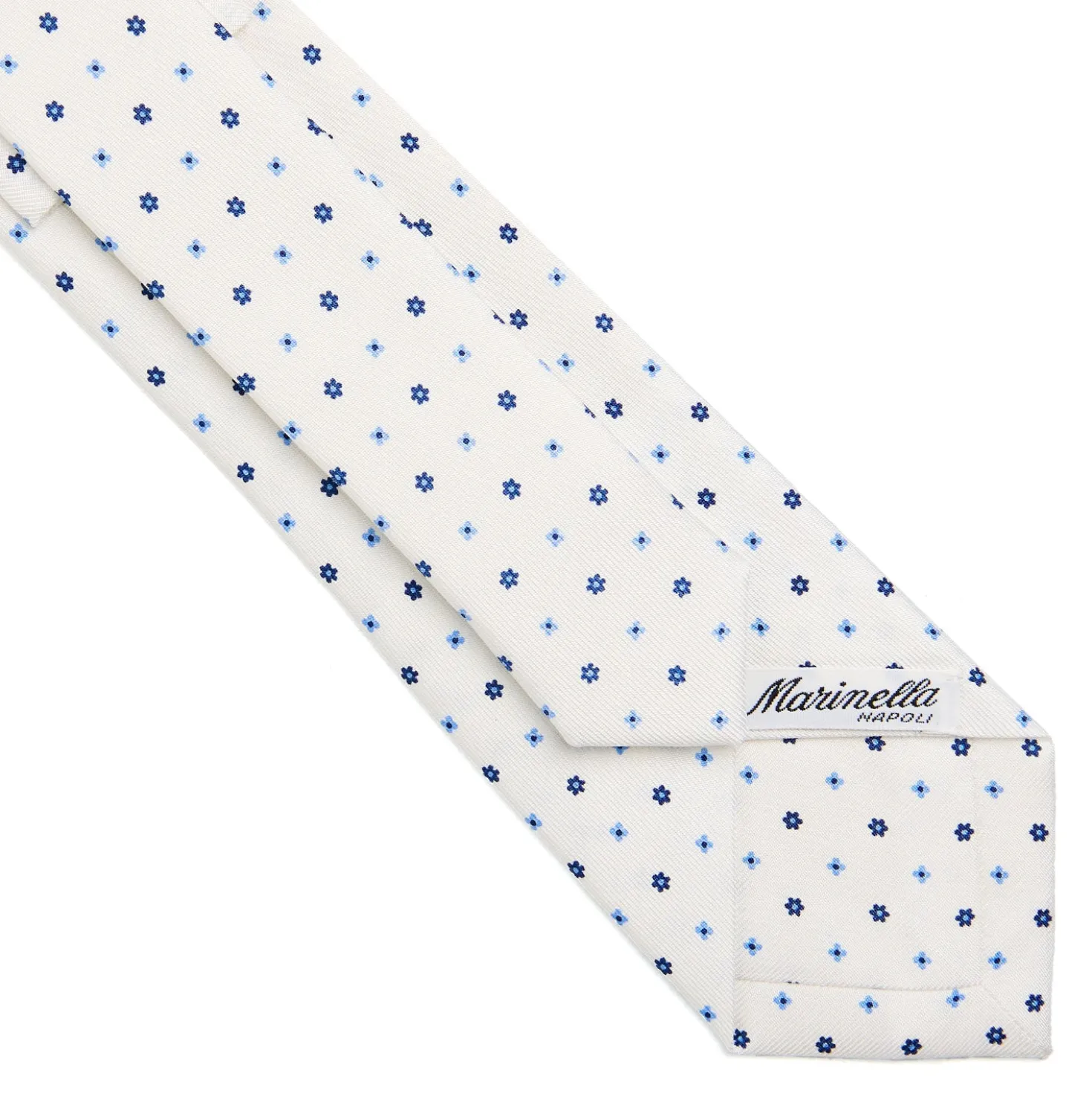 CRAVATTA SARTORIALE 7 CM IN SETA BIANCA Microfantasia fiore