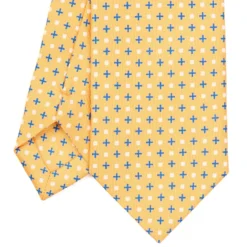 CRAVATTA SARTORIALE 7 CM IN SETA GIALLA Microfantasia fiore