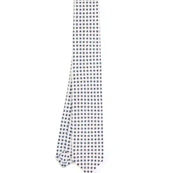 CRAVATTA SARTORIALE 7 CM IN SETA BIANCA Microfantasia fiore