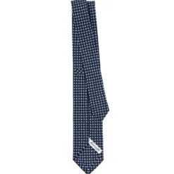 CRAVATTA SARTORIALE 7 CM IN SETA BLU SCURO Microfantasia fiore