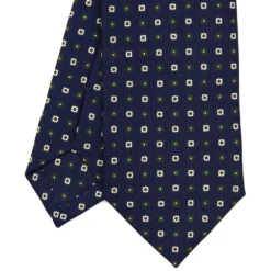 CRAVATTA SARTORIALE 7 CM IN SETA BLU SCURO Microfantasia fiore