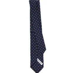 CRAVATTA SARTORIALE 7 CM IN SETA BLU SCURO Microfantasia fiore