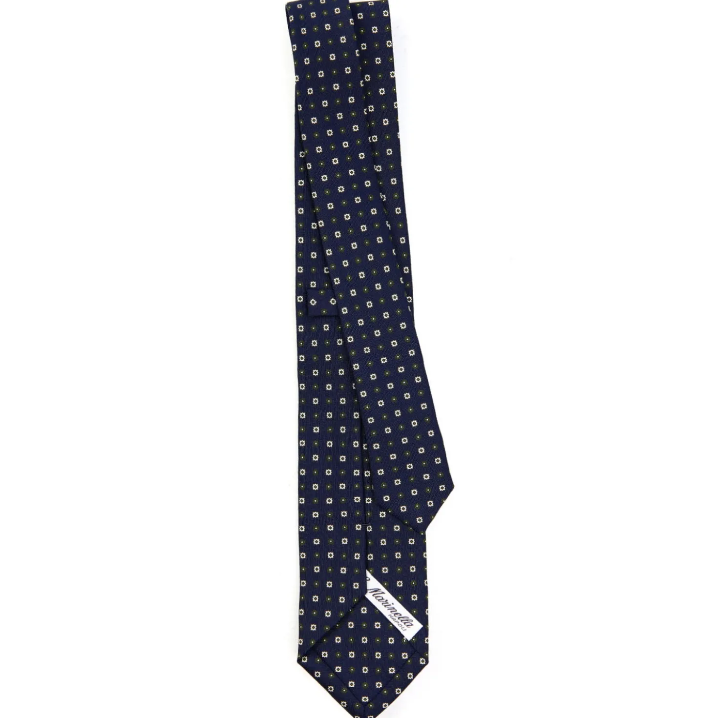 CRAVATTA SARTORIALE 7 CM IN SETA BLU SCURO Microfantasia fiore