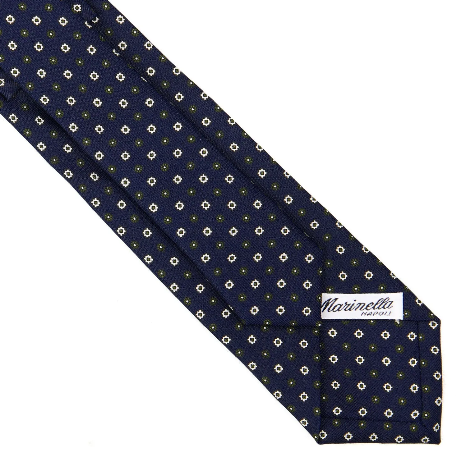 CRAVATTA SARTORIALE 7 CM IN SETA BLU SCURO Microfantasia fiore