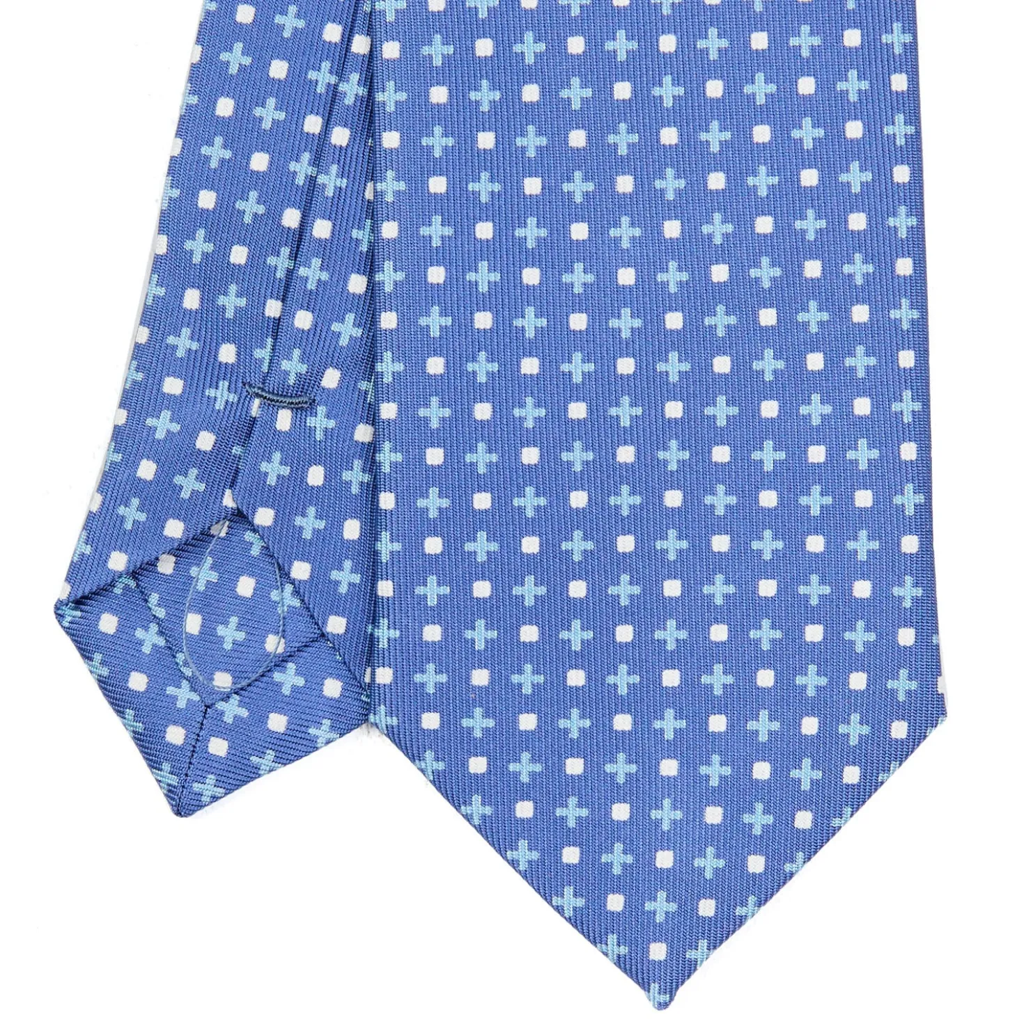 CRAVATTA SARTORIALE 7 CM IN SETA AZZURRO POLVERE Microfantasia fiore