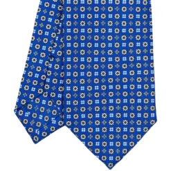 CRAVATTA SARTORIALE 7 CM IN SETA BLU Microfantasia fiore
