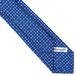 CRAVATTA SARTORIALE 7 CM IN SETA BLU Microfantasia fiore