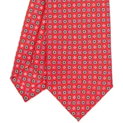 CRAVATTA SARTORIALE 7 CM IN SETA ROSSA Microfantasia fiore