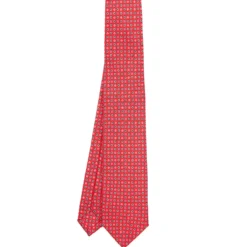 CRAVATTA SARTORIALE 7 CM IN SETA ROSSA Microfantasia fiore
