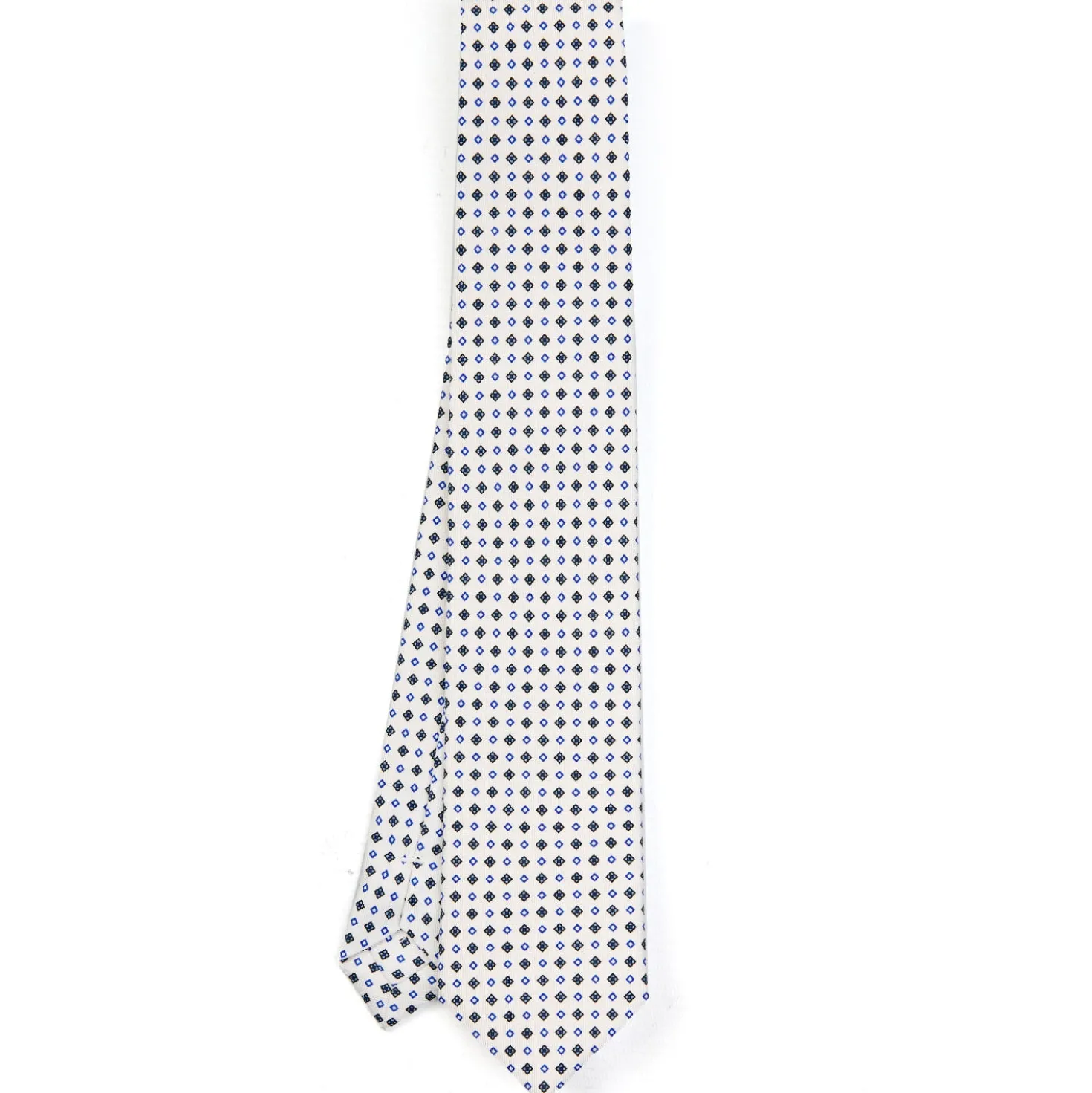 CRAVATTA SARTORIALE 7 CM IN SETA BIANCA Microfantasia fiore