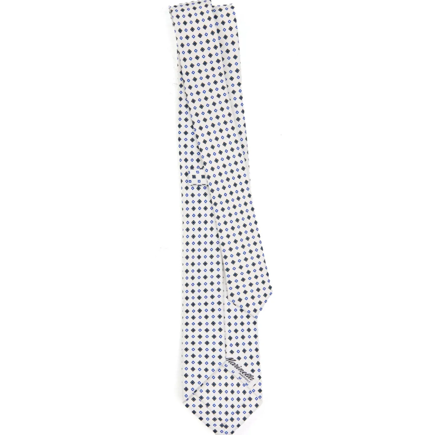 CRAVATTA SARTORIALE 7 CM IN SETA BIANCA Microfantasia fiore