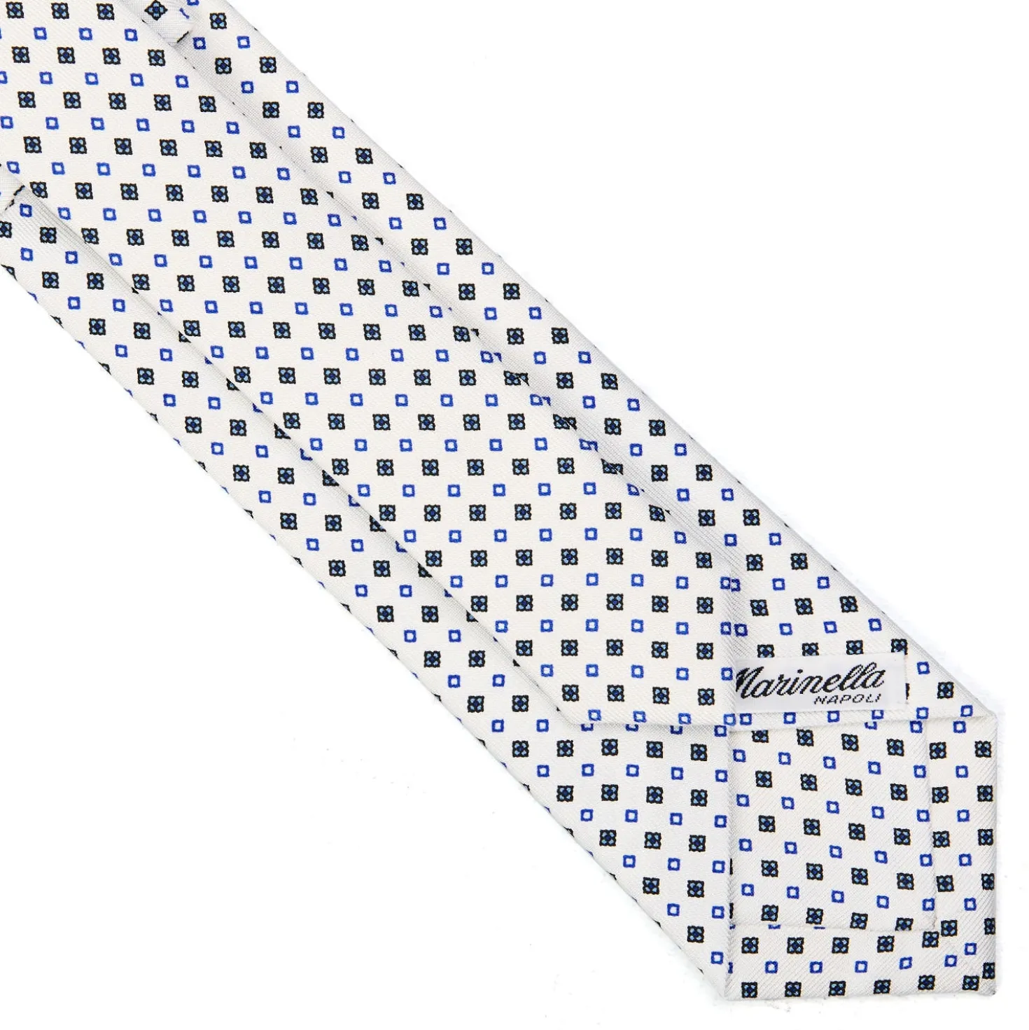 CRAVATTA SARTORIALE 7 CM IN SETA BIANCA Microfantasia fiore