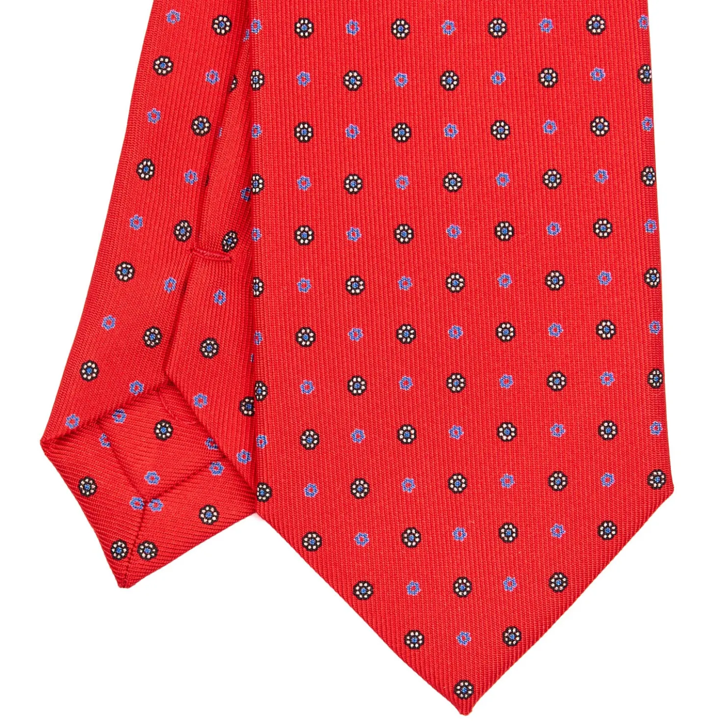 CRAVATTA SARTORIALE 7 CM IN SETA ROSSA Microfantasia fiore