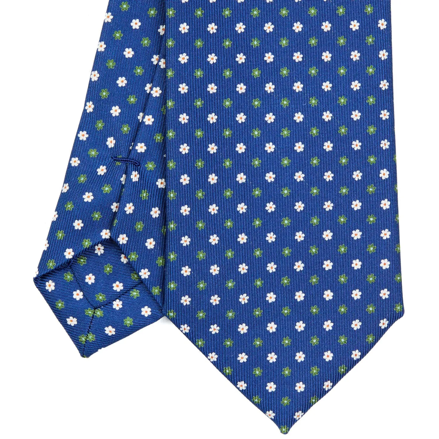 CRAVATTA SARTORIALE 7 CM IN SETA BLU Microfantasia fiore