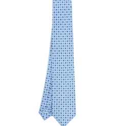 CRAVATTA SARTORIALE 7 CM IN SETA AZZURROMicrofantasia fiore