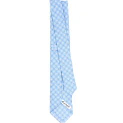 CRAVATTA SARTORIALE 7 CM IN SETA AZZURRA Microfantasia fiore