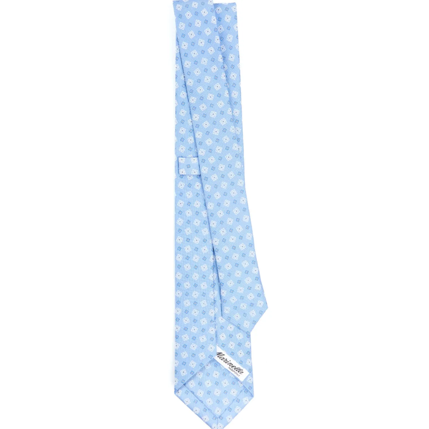 CRAVATTA SARTORIALE 7 CM IN SETA AZZURRA Microfantasia fiore