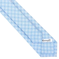 CRAVATTA SARTORIALE 7 CM IN SETA AZZURRA Microfantasia fiore