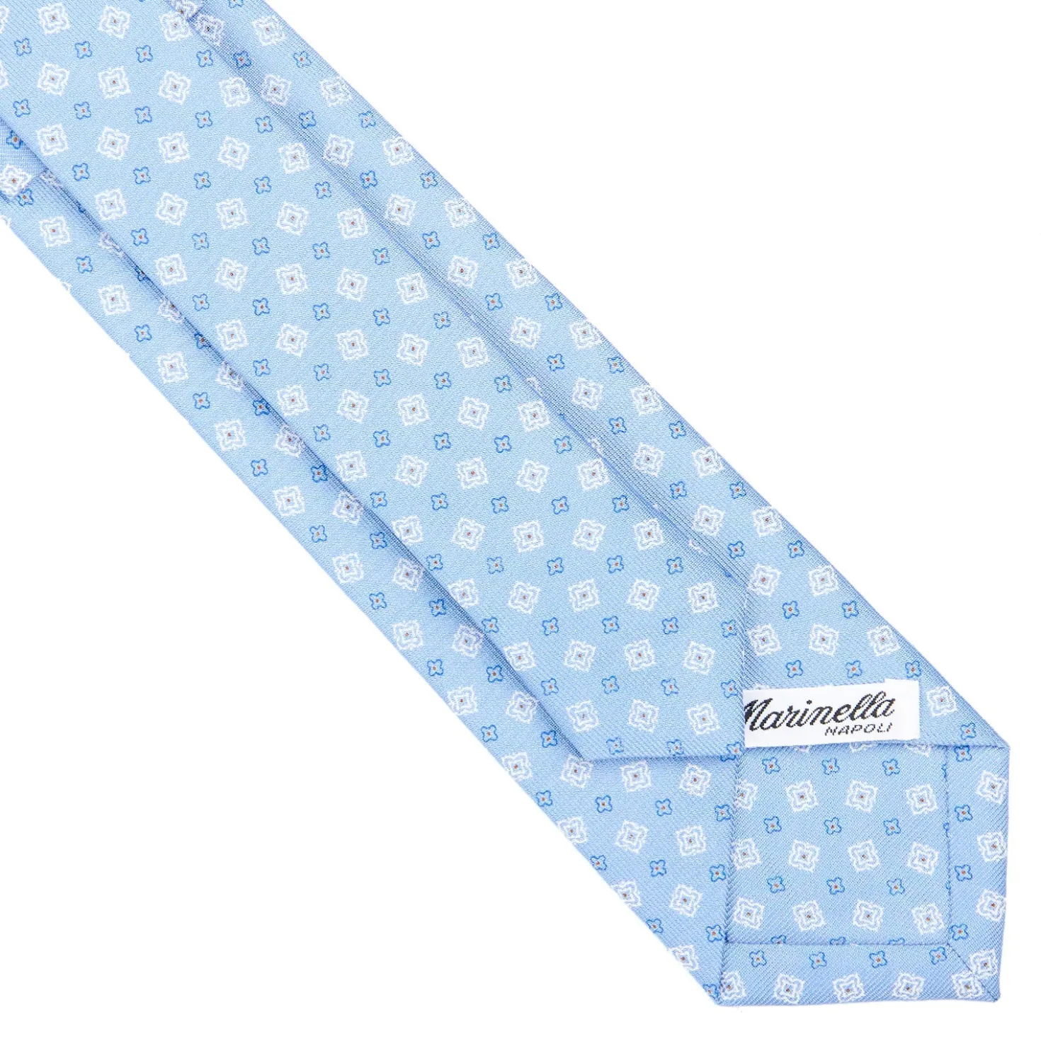 CRAVATTA SARTORIALE 7 CM IN SETA AZZURRA Microfantasia fiore