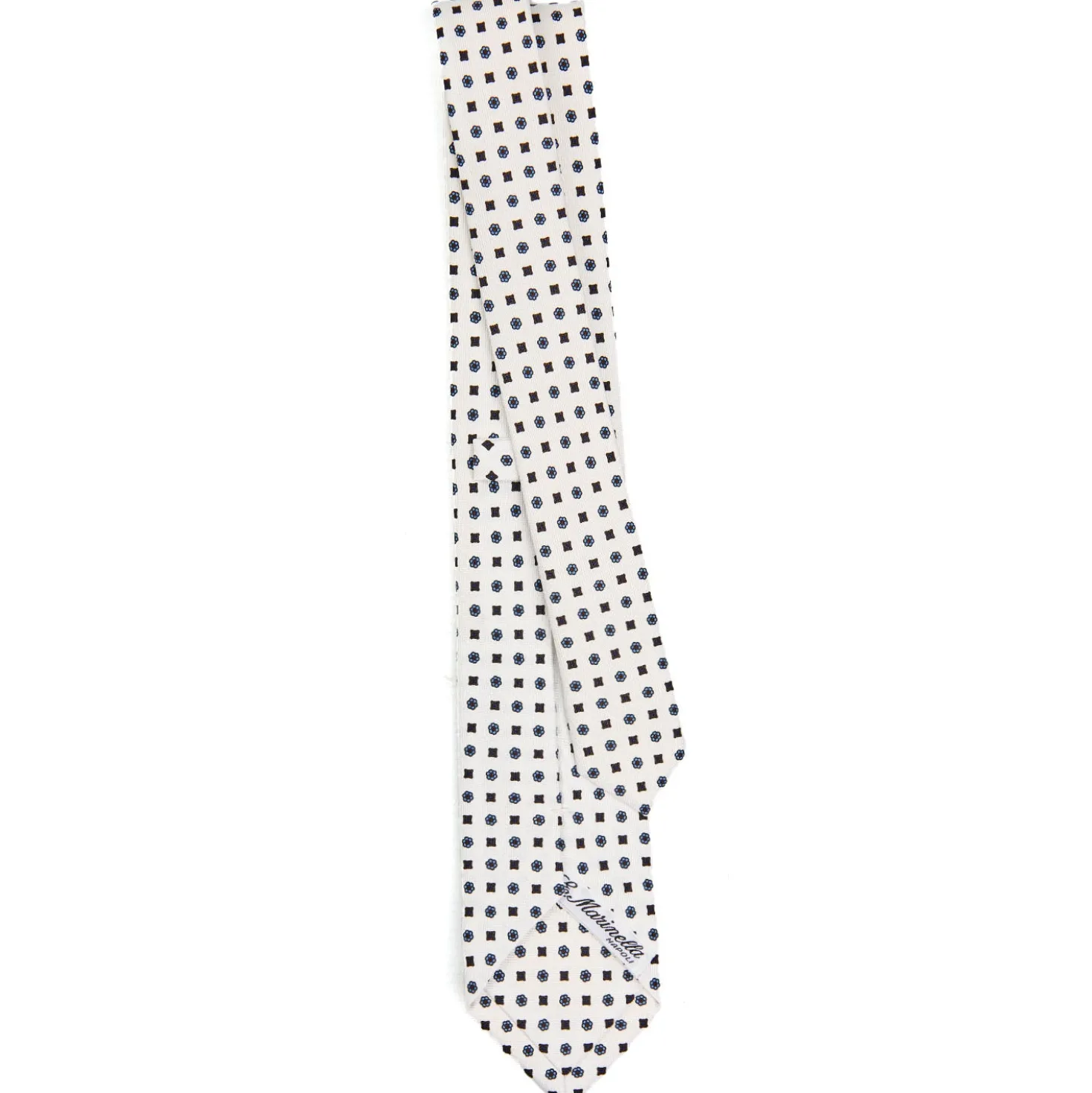 CRAVATTA SARTORIALE 7 CM IN SETA BIANCA Microfantasia fiore