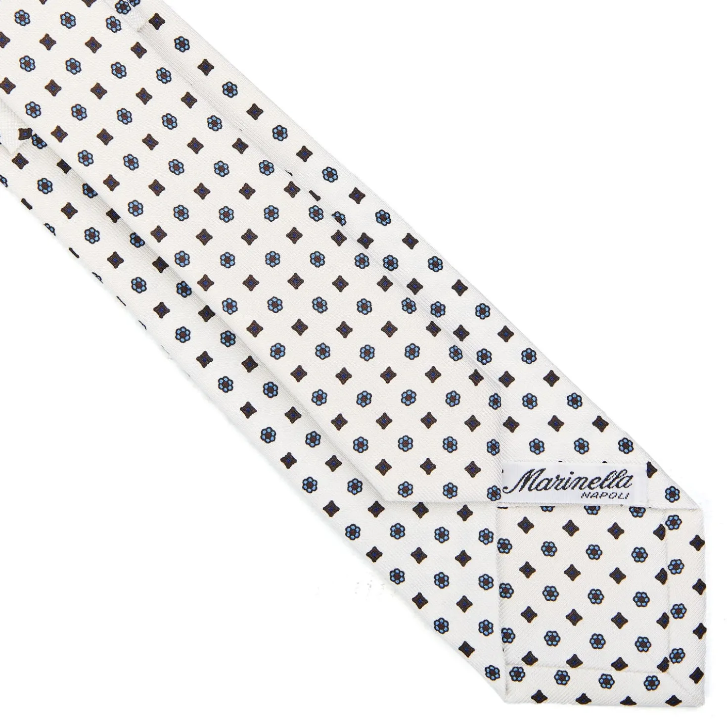 CRAVATTA SARTORIALE 7 CM IN SETA BIANCA Microfantasia fiore
