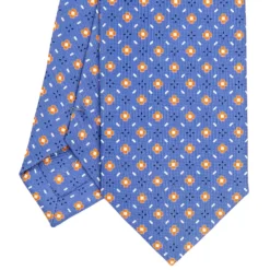 CRAVATTA SARTORIALE 7 CM IN SETA AZZURRO POLVERE Microfantasia fiore