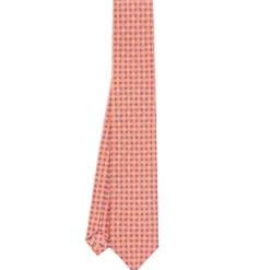 CRAVATTA SARTORIALE 7 CM IN SETA ARANCIONE Microfantasia fiore