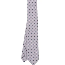 CRAVATTA SARTORIALE 7 CM IN SETA GRIGIO CHIARO Microfantasia fiore
