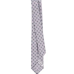CRAVATTA SARTORIALE 7 CM IN SETA GRIGIO CHIARO Microfantasia fiore