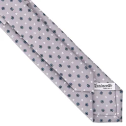 CRAVATTA SARTORIALE 7 CM IN SETA GRIGIO CHIARO Microfantasia fiore