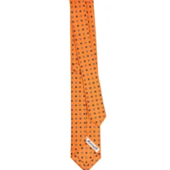 CRAVATTA SARTORIALE 7 CM IN SETA ARANCIONE Microfantasia fiore