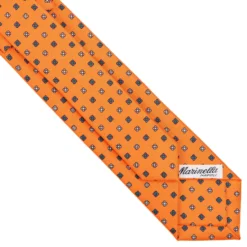 CRAVATTA SARTORIALE 7 CM IN SETA ARANCIONE Microfantasia fiore