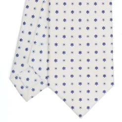 CRAVATTA SARTORIALE 7 CM IN SETA BIANCA Microfantasia fiore