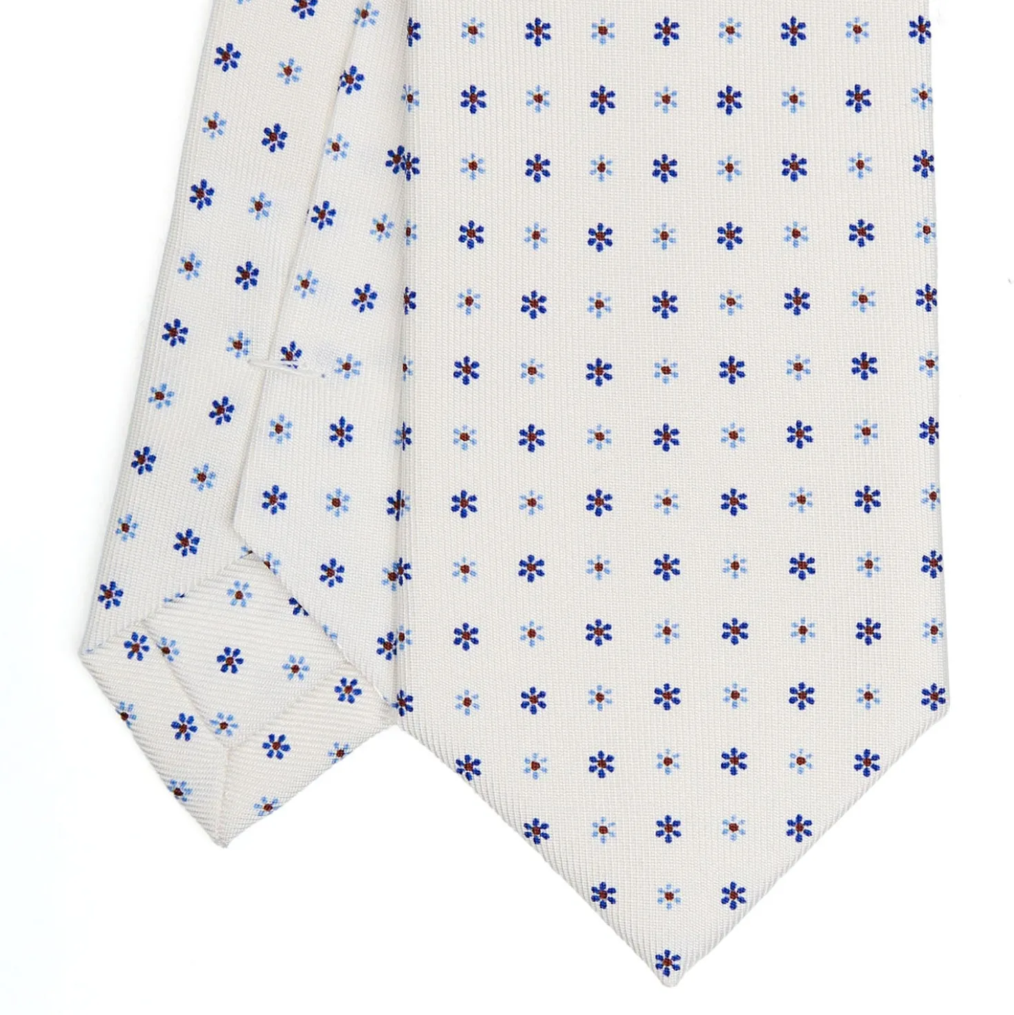 CRAVATTA SARTORIALE 7 CM IN SETA BIANCA Microfantasia fiore