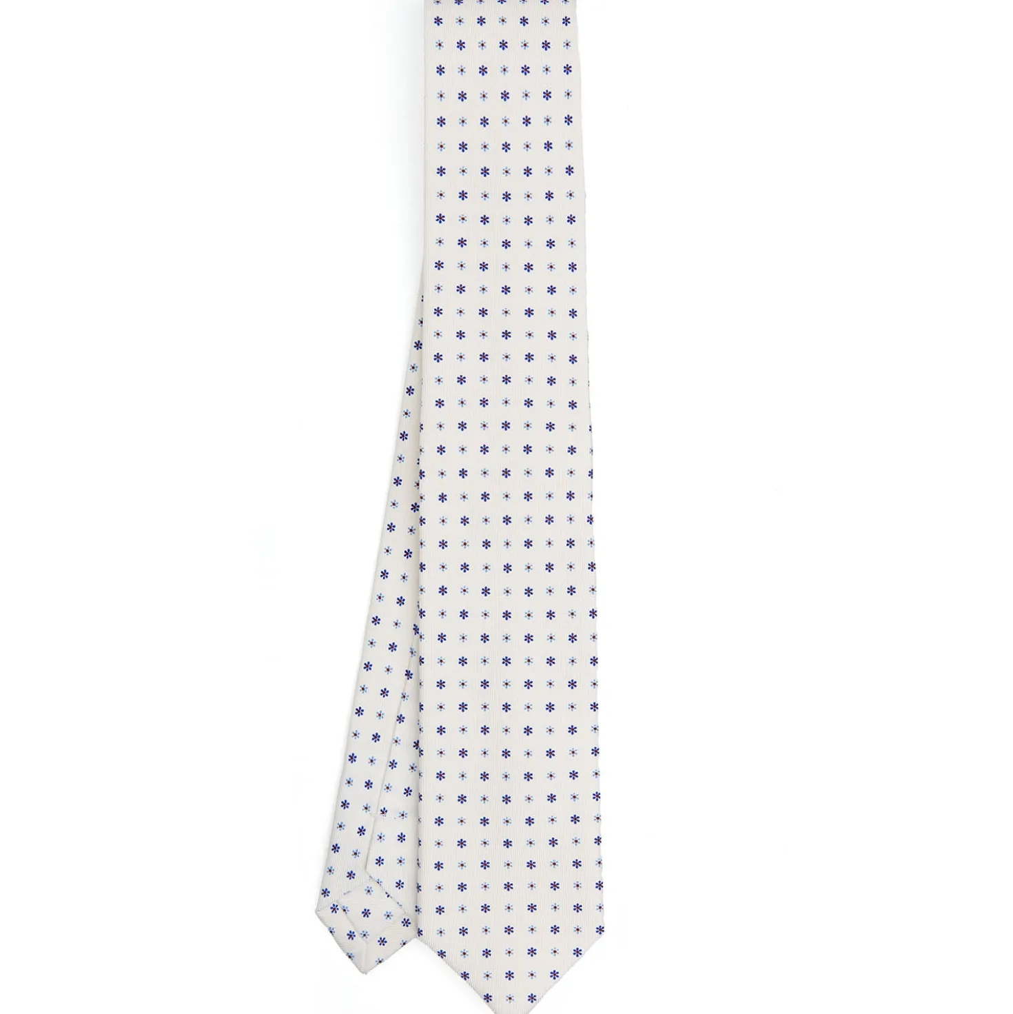 CRAVATTA SARTORIALE 7 CM IN SETA BIANCA Microfantasia fiore