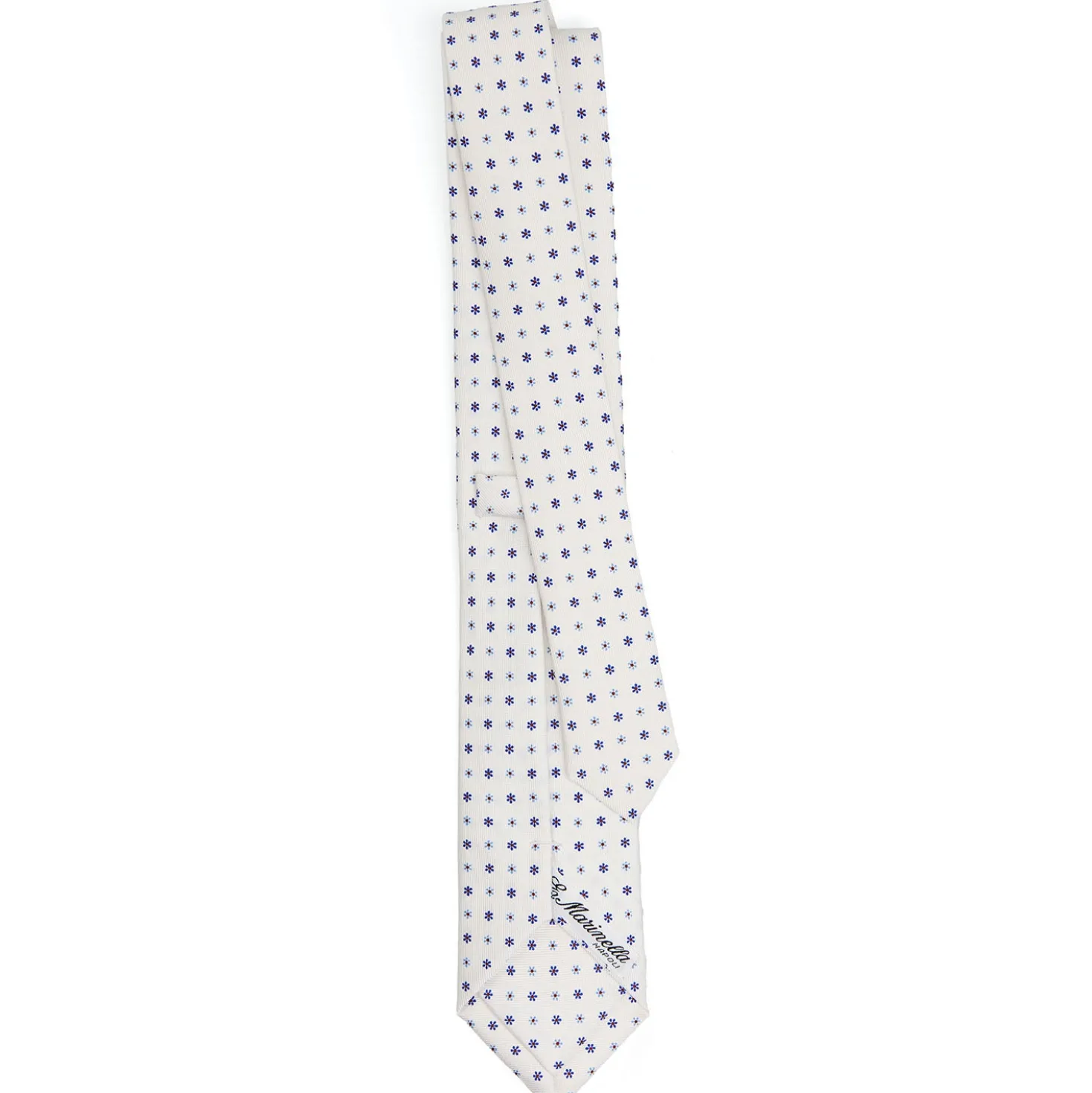 CRAVATTA SARTORIALE 7 CM IN SETA BIANCA Microfantasia fiore