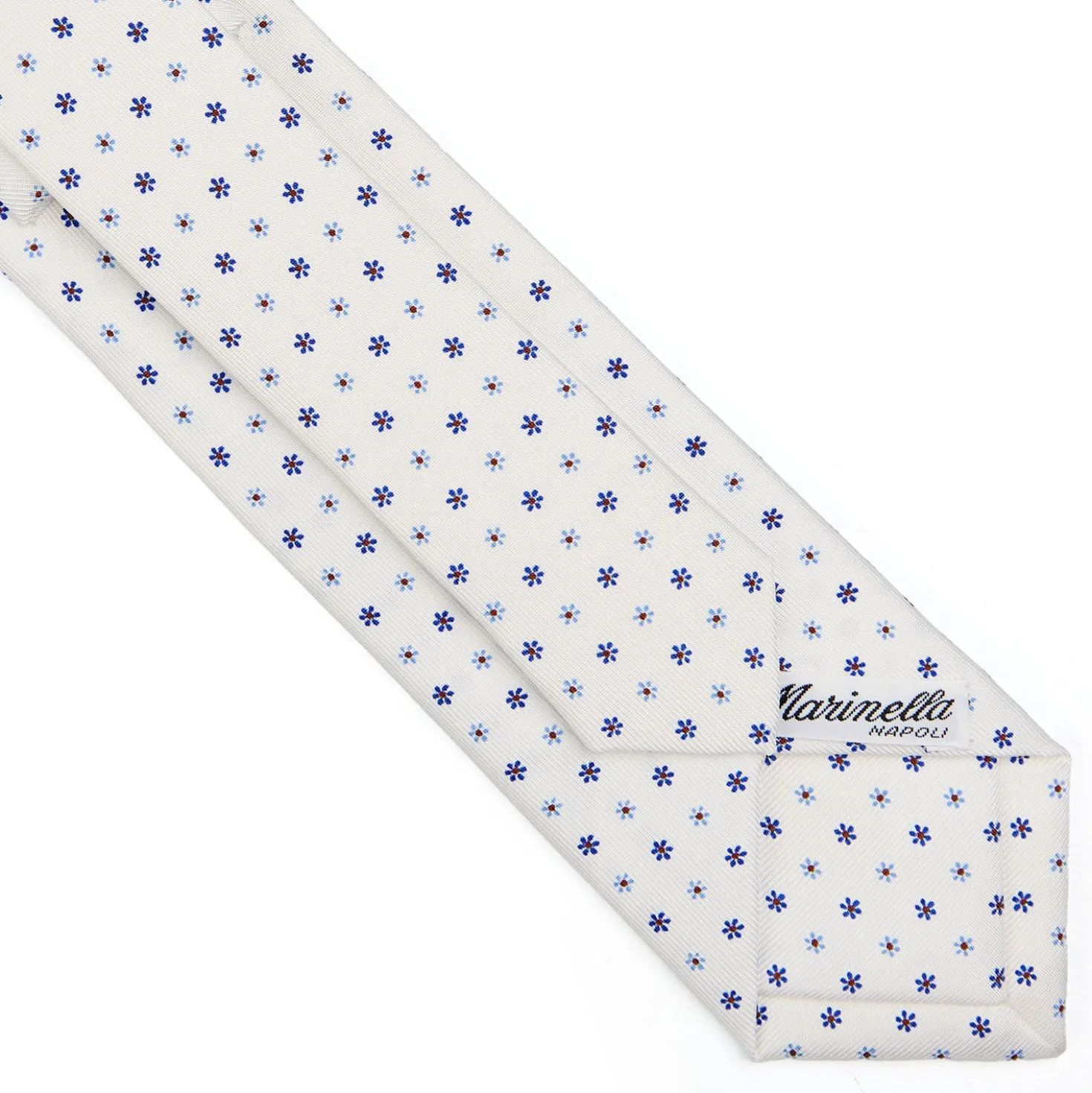 CRAVATTA SARTORIALE 7 CM IN SETA BIANCA Microfantasia fiore