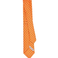 CRAVATTA SARTORIALE 7 CM IN SETA ARANCIONE Microfantasia fiore