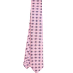 CRAVATTA SARTORIALE 7 CM IN SETA ROSA Microfantasia fiore