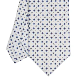 CRAVATTA SARTORIALE 7 CM IN SETA BIANCA Microfantasia fiore
