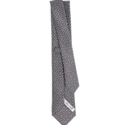 CRAVATTA SARTORIALE 7 CM IN SETA GRIGIO SCURO Microfantasia fiore