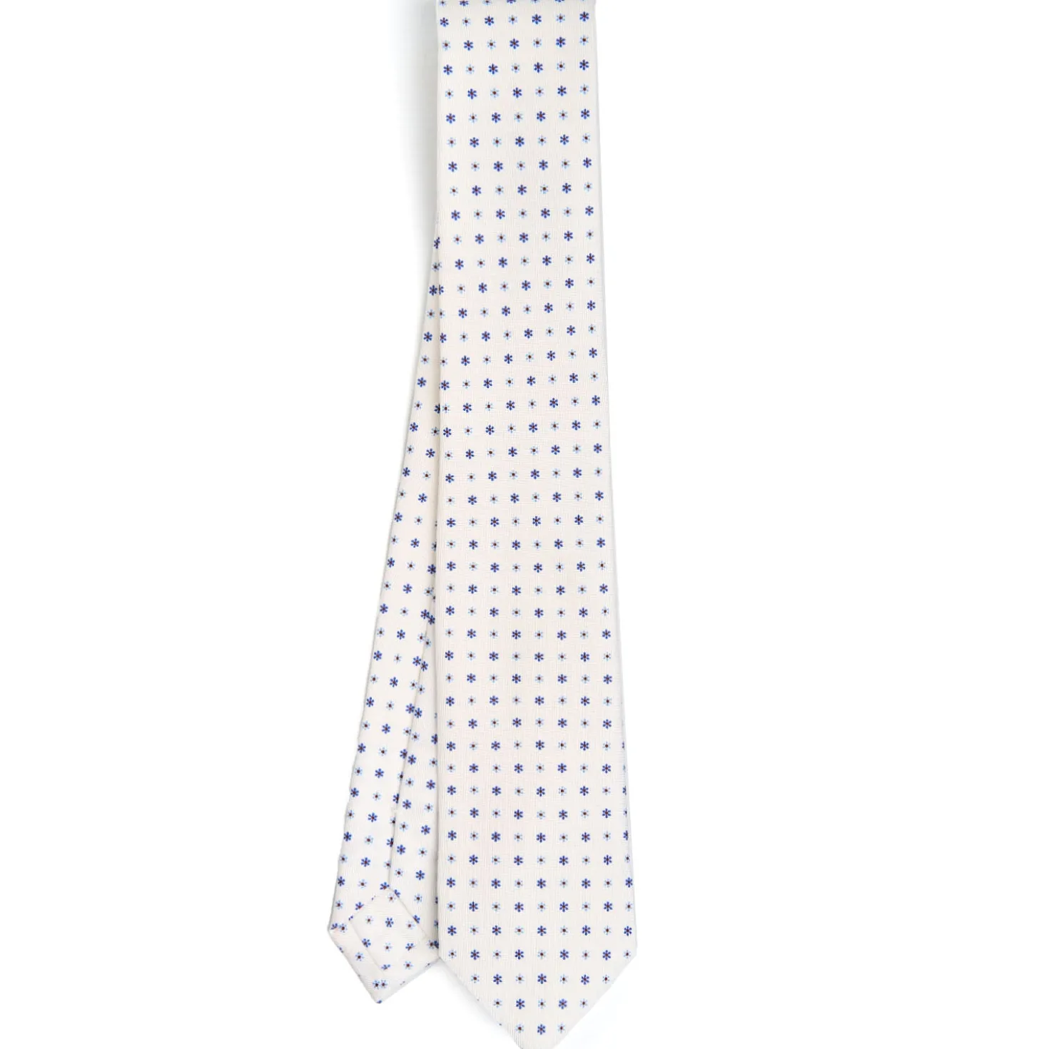 CRAVATTA SARTORIALE 7 CM IN SETA BIANCA Microfantasia fiore