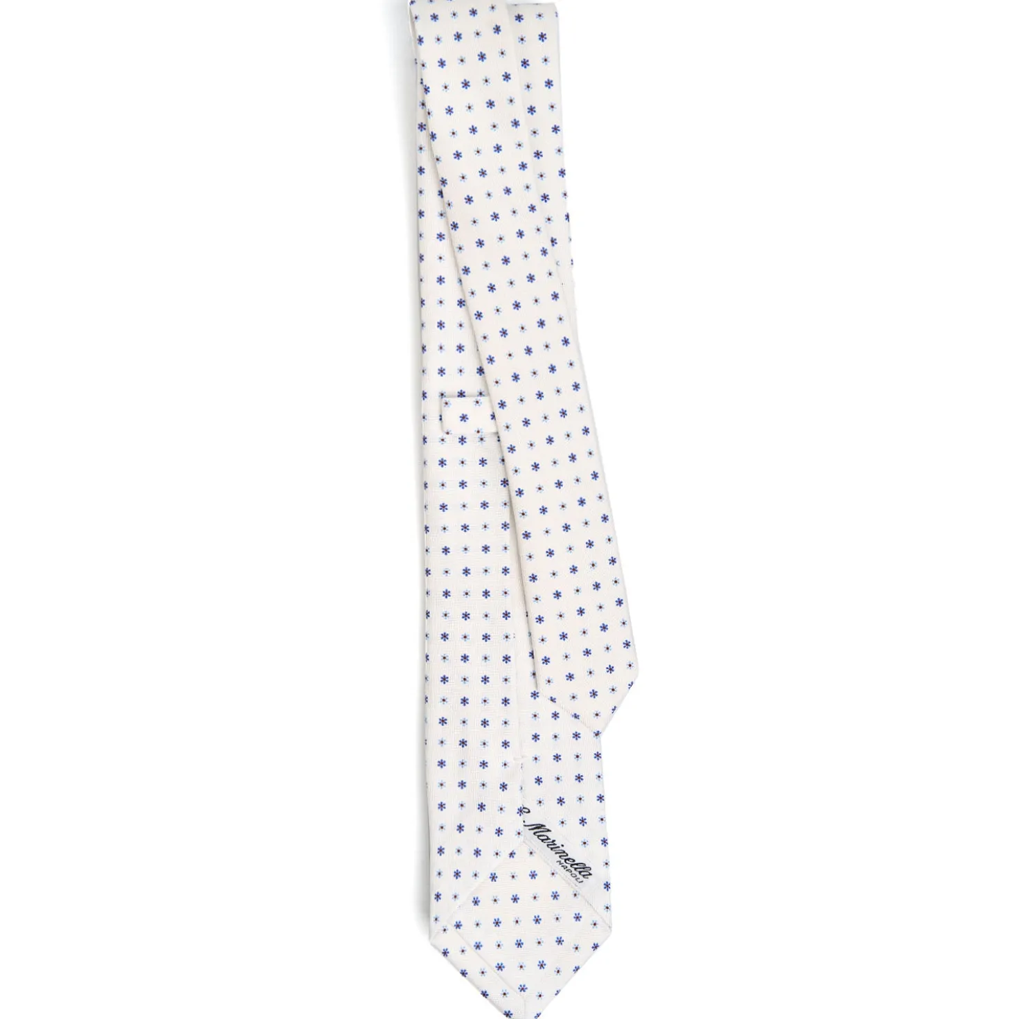 CRAVATTA SARTORIALE 7 CM IN SETA BIANCA Microfantasia fiore
