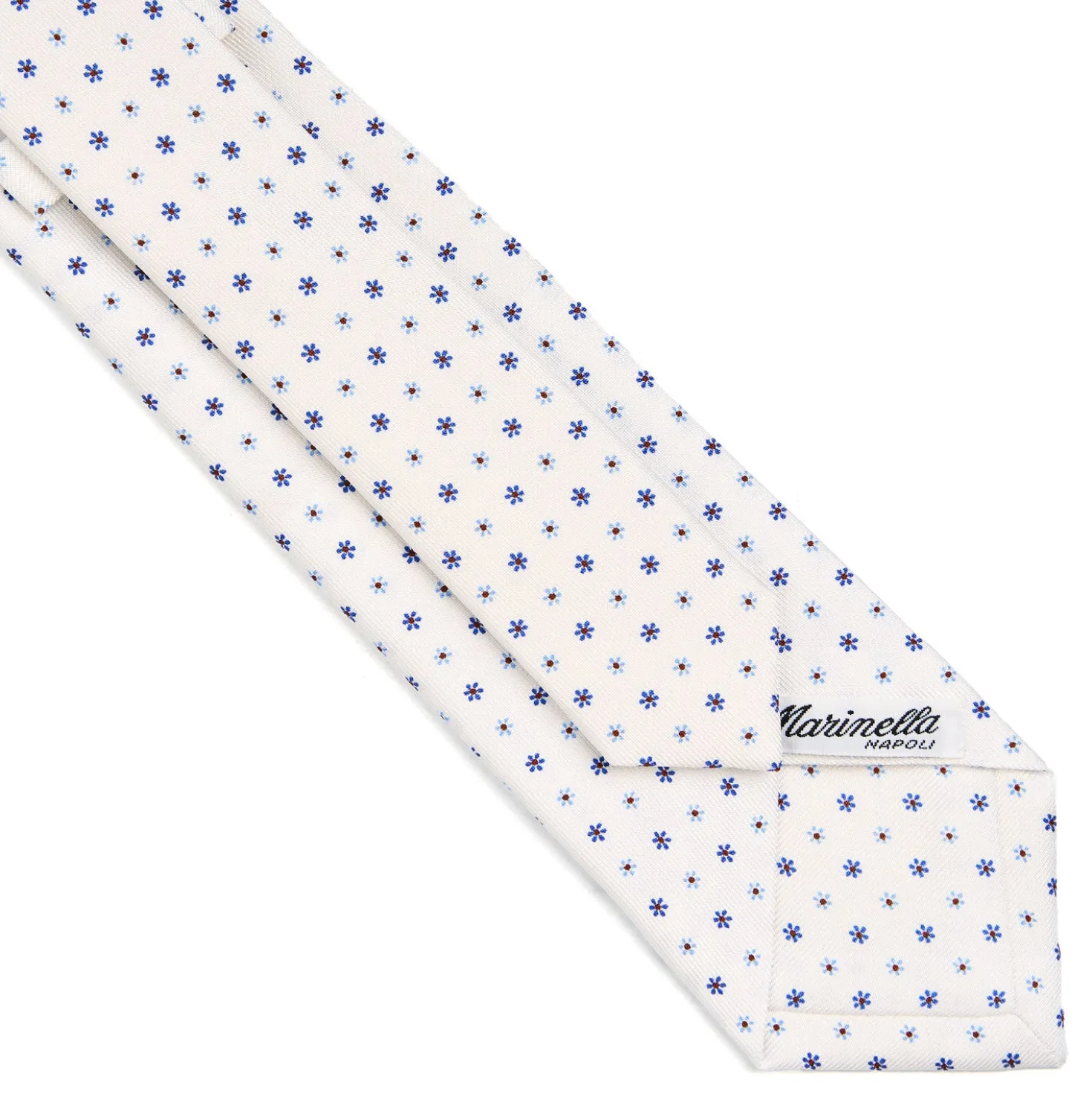 CRAVATTA SARTORIALE 7 CM IN SETA BIANCA Microfantasia fiore