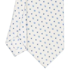CRAVATTA SARTORIALE 7 CM IN SETA BIANCA Microfantasia fiore
