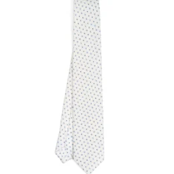 CRAVATTA SARTORIALE 7 CM IN SETA BIANCA Microfantasia fiore