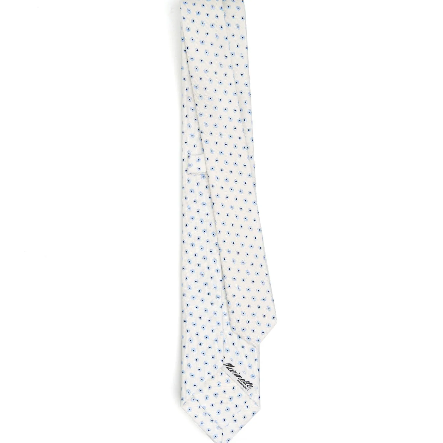 CRAVATTA SARTORIALE 7 CM IN SETA BIANCA Microfantasia fiore